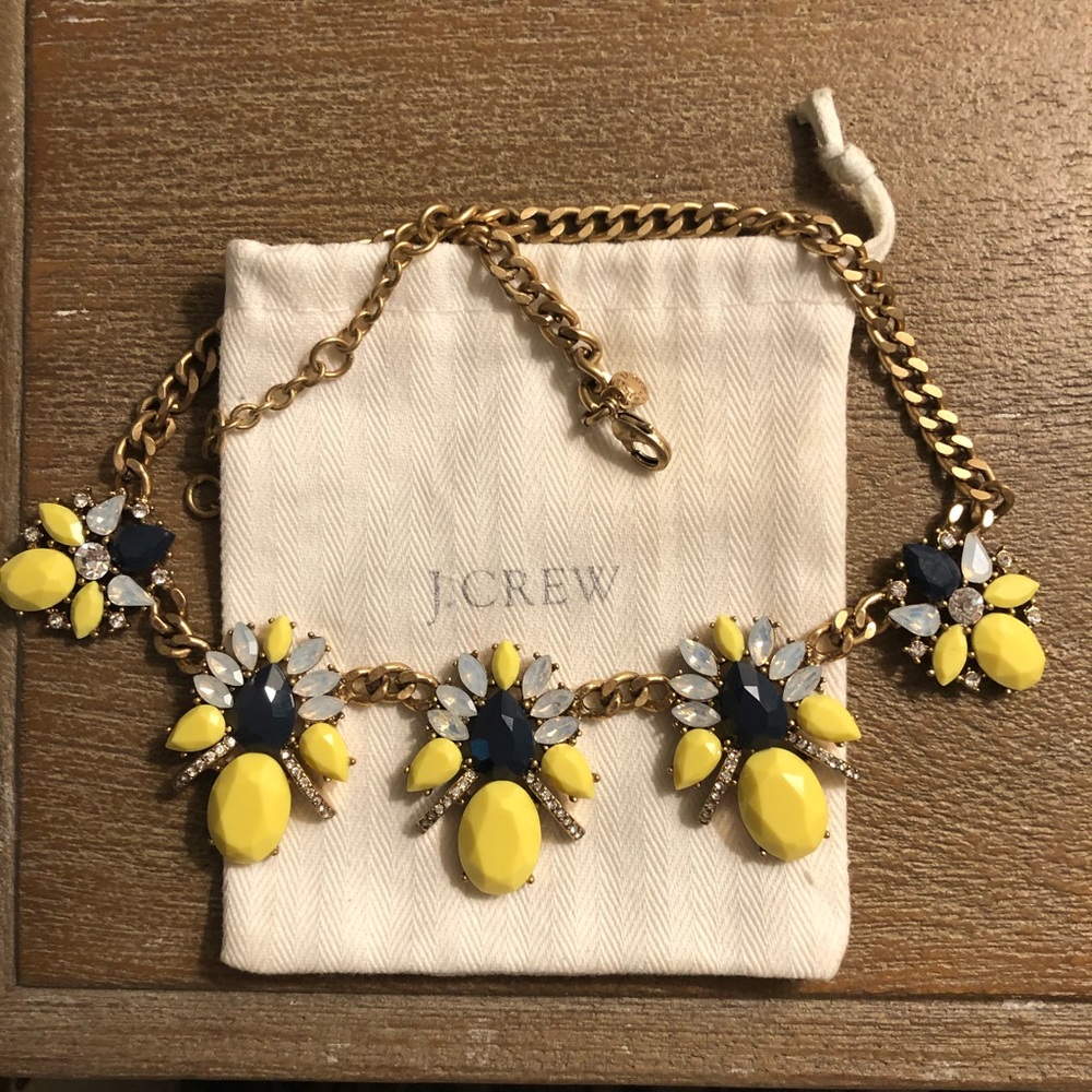 J.Crew flower necklace - navy, yellow, and…